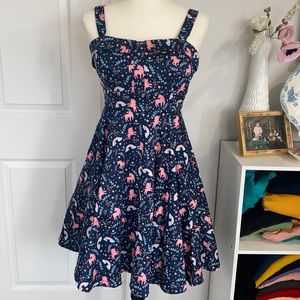 Eva Rose Unicorn Dress Foldover Style Blue and Pink